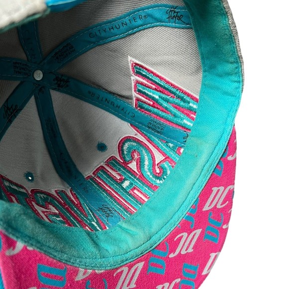 City Hunter Washington DC Turquoise Pink Gray Embroidered Snap Back Hat Cap - Picture 10 of 10